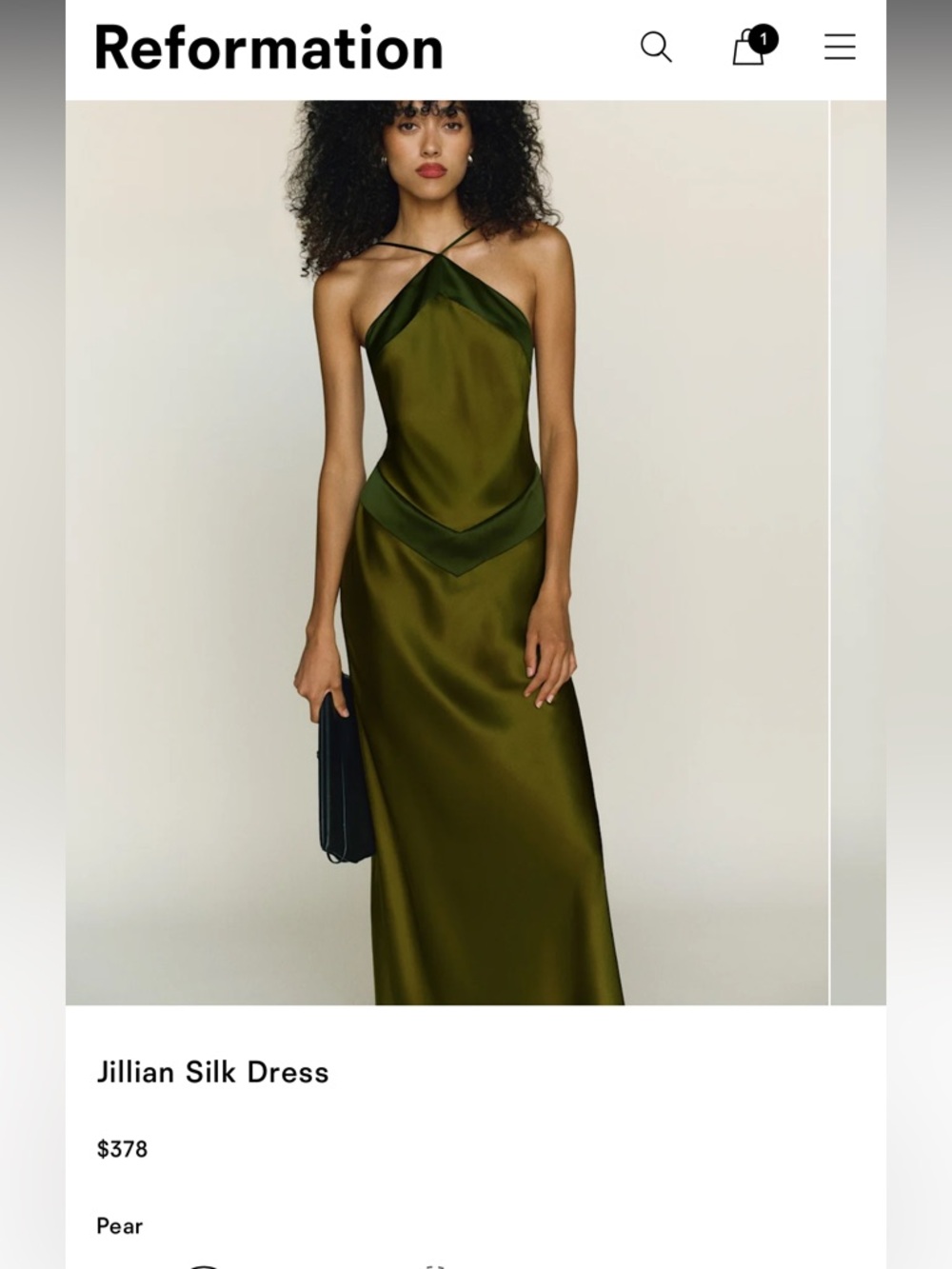 Reformation Jillian Silk Maxi Dress in Pear Green
